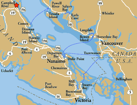 Campbell River map and directions accommodation